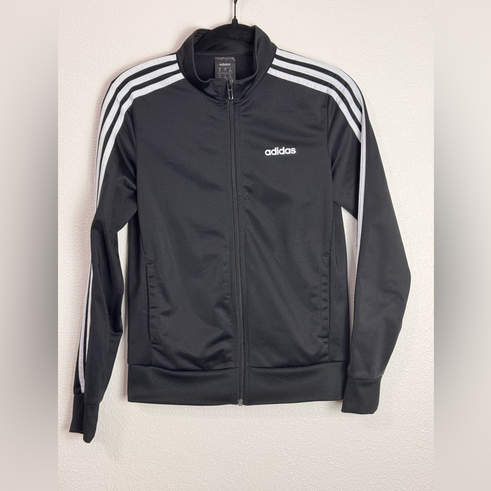 ADIDAS BLACK TRACK JACKET XS 4-6 LIGHTWEIGHT #80